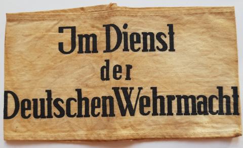 WW2 GERMAN NAZI WEHRMACHT HEER ARMY ARMBAND "Im Dienst der Deutschen Wehrmacht" - "in the service of German army"