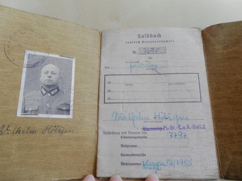 WW2 GERMAN NAZI WEHRMACHT HEER SOLDIER SOLDBUCH ID WITH ENTRIES AND REICH STAMPS