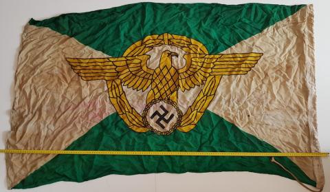 WW2 GERMAN NSZI RARE MARKED WAFFEN SS GESTAPO POLICE DOUBLE SIDES FLAG 1940 MUNCHEN POLIZEI