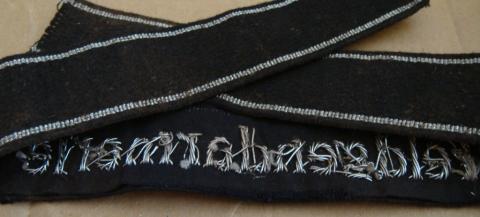 WW2 GERMAN WAFFEN SS POLICE FELDGENDARMERIE CUFF TITLE WITH PARTIAL RZM SS TAG - POLIZEI GESTAPO SHUMA TOTENKOPF