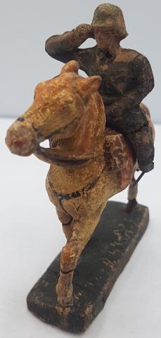WW2 GERMANY NAZI WAR GERMANY TOY ELASTOLIN FIGURINE LINEOL SCHUCO  WEHRMACHT HEER KAVALERIE SOLDIER ON HORSE