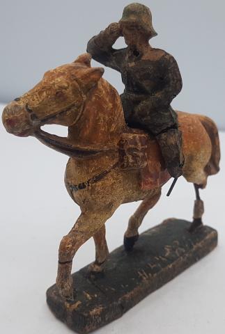 WW2 GERMANY NAZI WAR GERMANY TOY ELASTOLIN FIGURINE LINEOL SCHUCO  WEHRMACHT HEER KAVALERIE SOLDIER ON HORSE