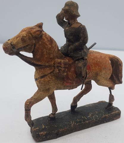 WW2 GERMANY NAZI WAR GERMANY TOY ELASTOLIN FIGURINE LINEOL SCHUCO  WEHRMACHT HEER KAVALERIE SOLDIER ON HORSE