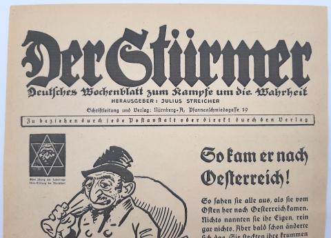 1930s German Nazi DER STURMER PROMO WALL POSTER ANTI JEWISH ANTISEMITIC JEW HOLOCAUST