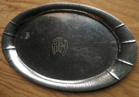 Adolf Hitler Fuhrer personal belonging from his house The Berghof Silverware tray with gold AH monogram original 