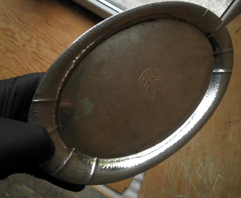 Adolf Hitler Fuhrer personal belonging from his house The Berghof Silverware tray with gold AH monogram original 