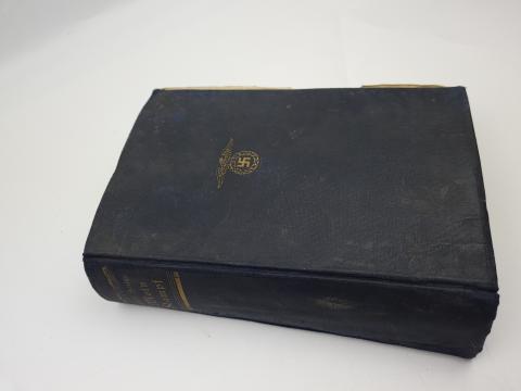 Adolf Hitler Mein Kampf 1939 edition with blue cover embossed with gilt wreathed swastika and eagle WITH DEDICATION
