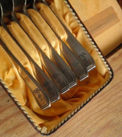 Afrika Korps nice set of 6 tea spoons silverware original case ak wehrmacht waffen ss