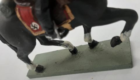 ALLGEMEINE SS SOLDIER ON HORSE ELASTOLIN 1930s WAR TOY FIGURINE PARADE WAFFEN SS