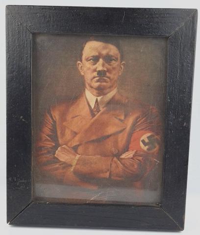 Amazing UNIQUE signed Adolf Hitler original drawing/painting in wooden frame, stamped