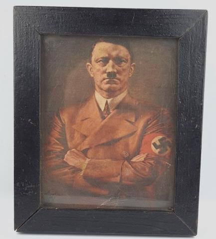 Amazing UNIQUE signed Adolf Hitler original drawing/painting in wooden frame, stamped