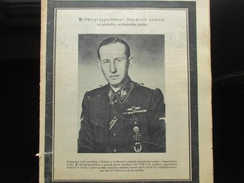Assassination Reinhard Heydrich Waffen SS leader Gestapo SD concentration camp architect 1942 Czech Magazine Gazette Journal