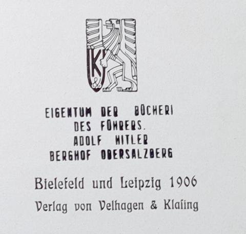 Book personal library ADOLF HITLER BERGHOF original ah monogram belonging