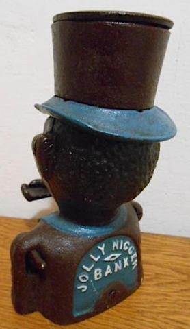 Cast Iron Jolly Negro Man Mechanical Bank John JE Stevens negger vintage toy coin BLACK MEMORABILIA RARE