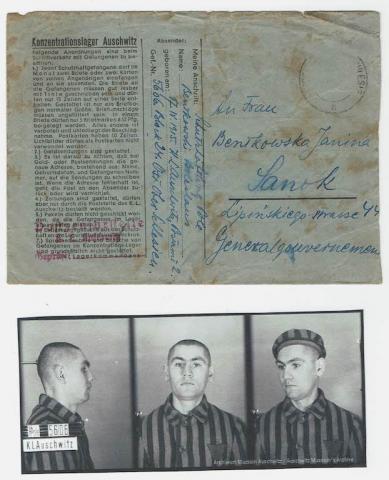 Concentration Camp Auschwitz letter enveloppe inmate mug photo original documents holocaust shoa jew jewish