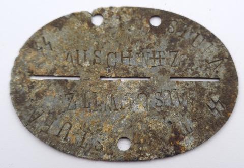 Concentration Camp AUSCHWITZ Waffen SS totenkopf GUARD disc ID dogtag dog tag relic found