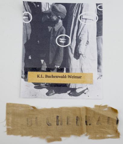 Concentration camp Buchenwald inmate sleeve liberation patch photo uniform original inmate artifact