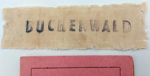 Concentration Camp BUCHENWALD inmate's liberation uniform patch holocaust original for sale ID