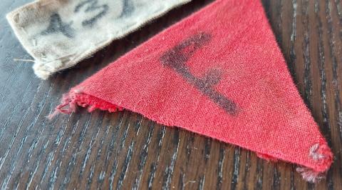 Concentration camp DACHAU inmate patch ID + Red Triangle F from jacket uniform holocaust jew jewish inmate