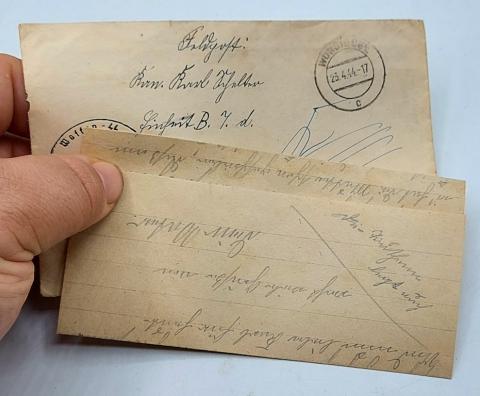 Concentration camp DACHAU Waffen SS Totenkopf guard feldpost letter + enveloppe