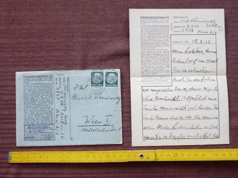 DACHAU concentration FELDPOST inmate letter + enveloppe 1942 holocaust