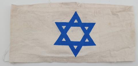 early Ghetto Jewish white armband with blue Star of David 