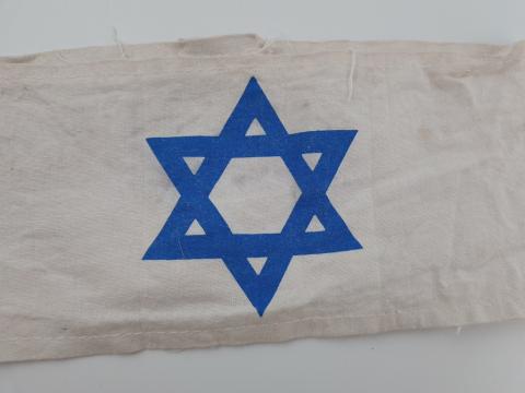 early Ghetto Jewish white armband with blue Star of David 