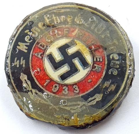 Early Waffen SS NSDAP membership badge Adolf Hitler pin WWII world war nazis