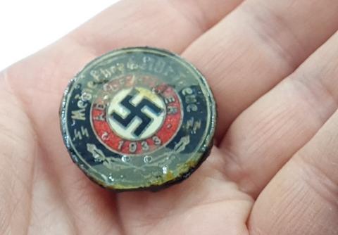 Early Waffen SS NSDAP membership badge Adolf Hitler pin WWII world war nazis