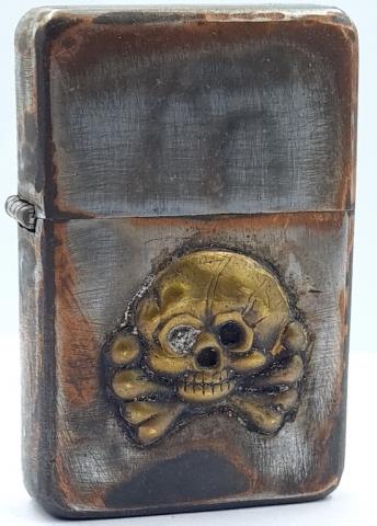 Early Waffen SS panzer totenkopf skull RZM marked relic zippo lighter