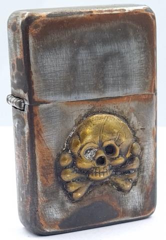 Early Waffen SS panzer totenkopf skull RZM marked relic zippo lighter