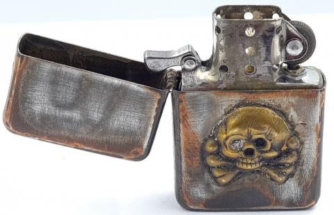 Early Waffen SS panzer totenkopf skull RZM marked relic zippo lighter