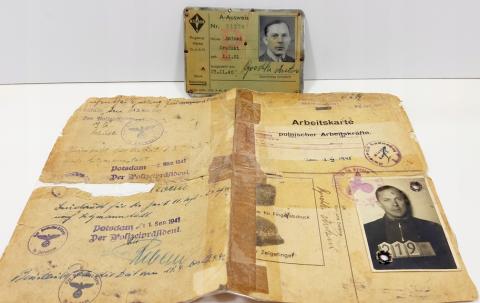 Forced Labor Metal ID + worksheet from an employee of GmbH Aviation plan ARADO - Ausweis ID