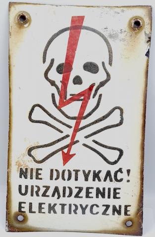 German POW concentration camp STALAG LUFT III WARNING SIGN electrical fence