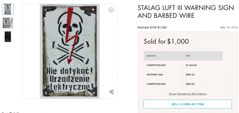German POW concentration camp STALAG LUFT III WARNING SIGN electrical fence