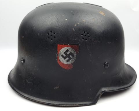 Helmet of the German Nazi M34 Luftschutz anti-aircraft guard double decals POLIZEI POLICE
