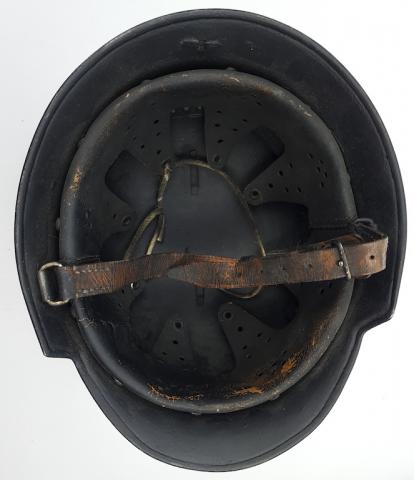 Helmet of the German Nazi M34 Luftschutz anti-aircraft guard double decals POLIZEI POLICE