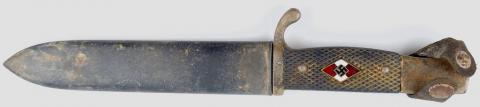 Hitler Youth transitionnal knife by Eickhorn - Rzm, Solingen - with MOTTO on the blade + etui