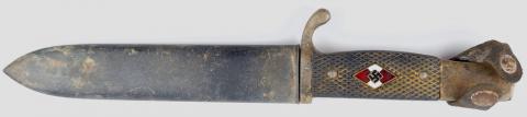 Hitler Youth transitionnal knife by Eickhorn - Rzm, Solingen - with MOTTO on the blade + etui