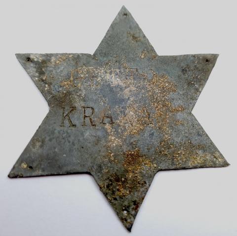 Holocaust Ghetto Krakow Metal Star of David wall plate idenfication of jews jewish Holocaust Ghetto Krakow Metal Star of David wall plate idenfication of jews jewish