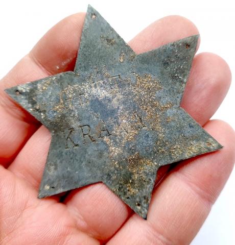 Holocaust Ghetto Krakow Metal Star of David wall plate idenfication of jews jewish Holocaust Ghetto Krakow Metal Star of David wall plate idenfication of jews jewish