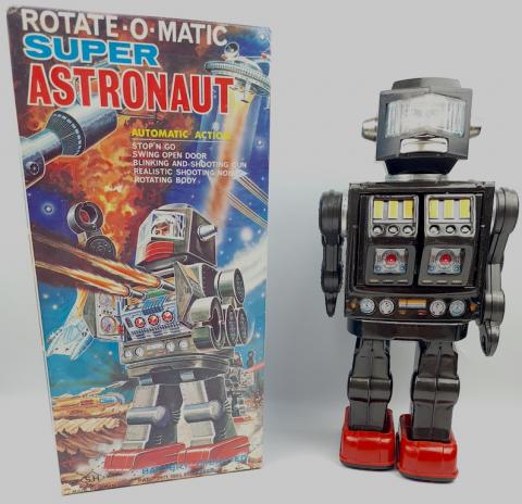 Horikawa Rotate-o-matic super astronaut robot mint tin japan WITH original Box space toy