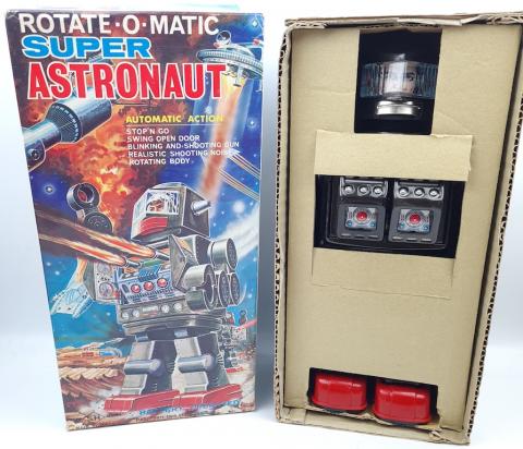 Horikawa Rotate-o-matic super astronaut robot mint tin japan WITH original Box space toy