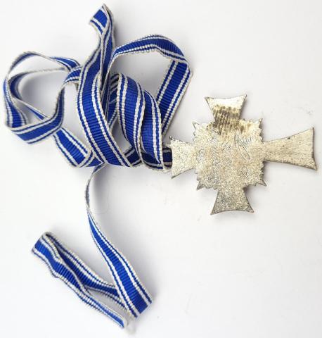 Mother Cross Medal award in silver original long ribbon WW2 German Third Reich