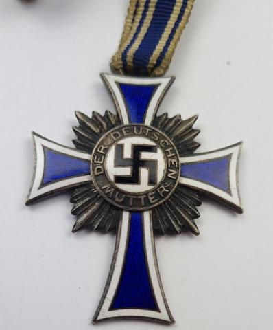 mother cross in silver medal + award document with facsimile Adolf Hitler AH signature autograph and General NSDAP HANDMADE signature