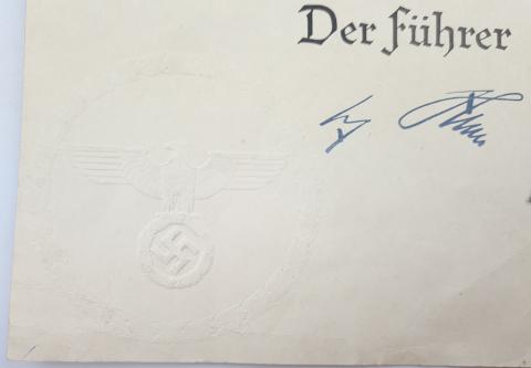 mother cross in silver medal + award document with facsimile Adolf Hitler AH signature autograph and General NSDAP HANDMADE signature