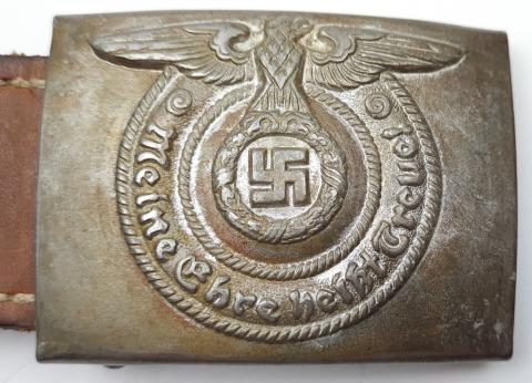 original uniform early Waffen SS belt buckle and leather RZM belt panzer totenkopf ceinture