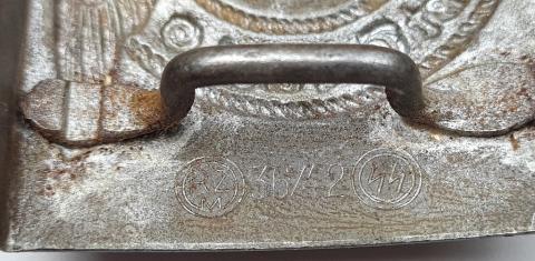 original uniform early Waffen SS belt buckle and leather RZM belt panzer totenkopf ceinture