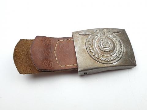 original uniform early Waffen SS belt buckle and leather RZM belt panzer totenkopf ceinture