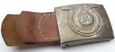 original uniform early Waffen SS belt buckle and leather RZM belt panzer totenkopf ceinture